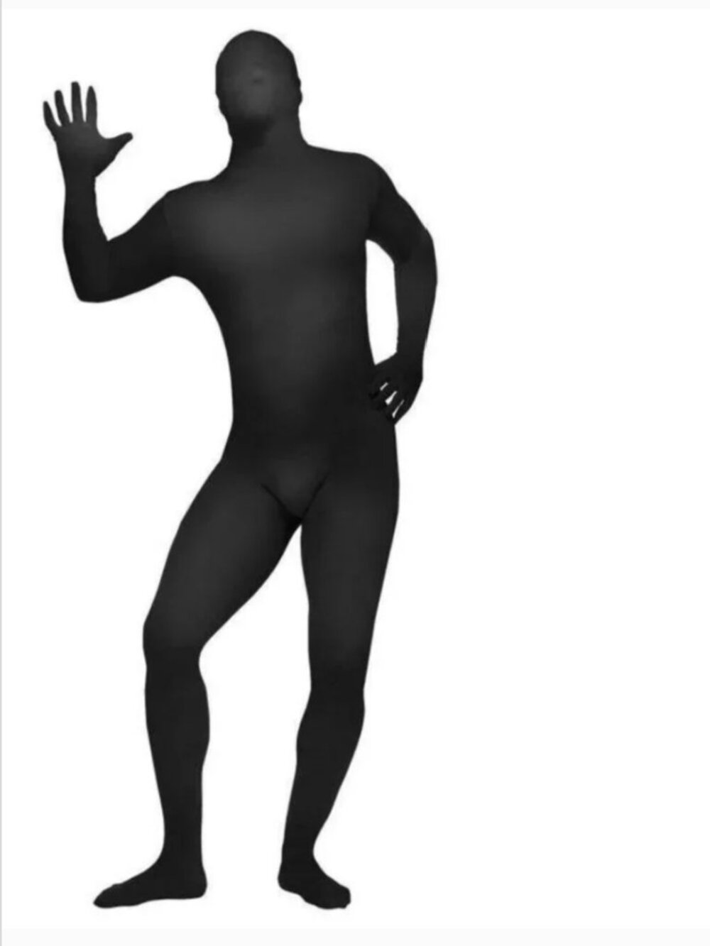 Black 2nd Skin Halloween Costume XL 1 Pc Bodysuit Jumpsuit Zip Back Mens